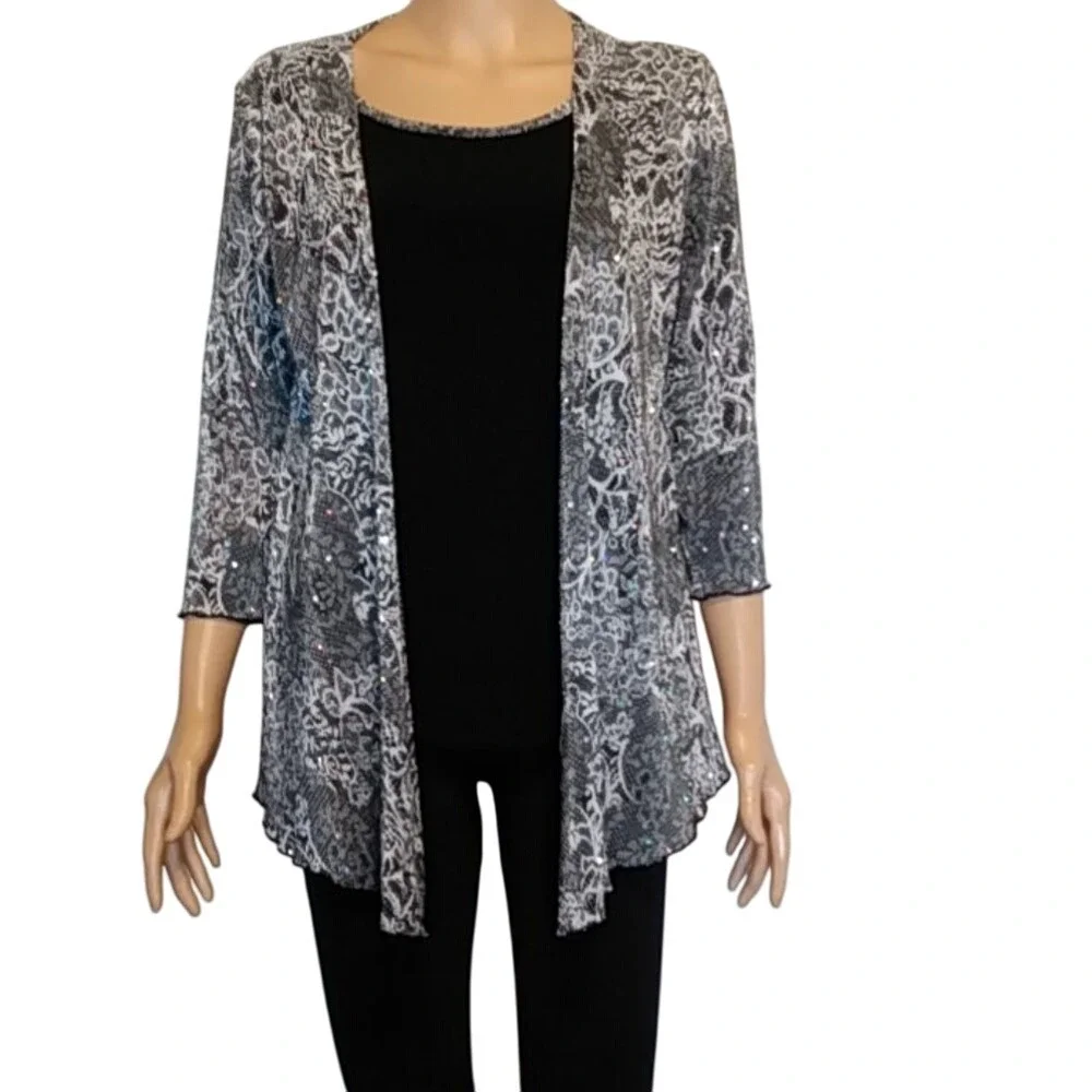 Sparkly‎ Cardigan w/ Sewn-In Black Top – Women Size S